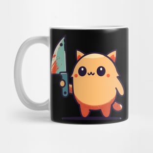 Kawaii cat with a knife Mug